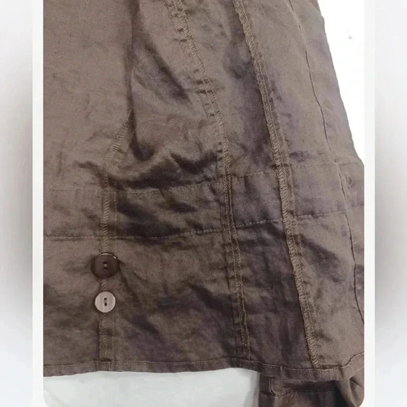 Laura 100% Linen Brown Button Down Long  Sleeve Jacket Size Small - Picture 6 of 7